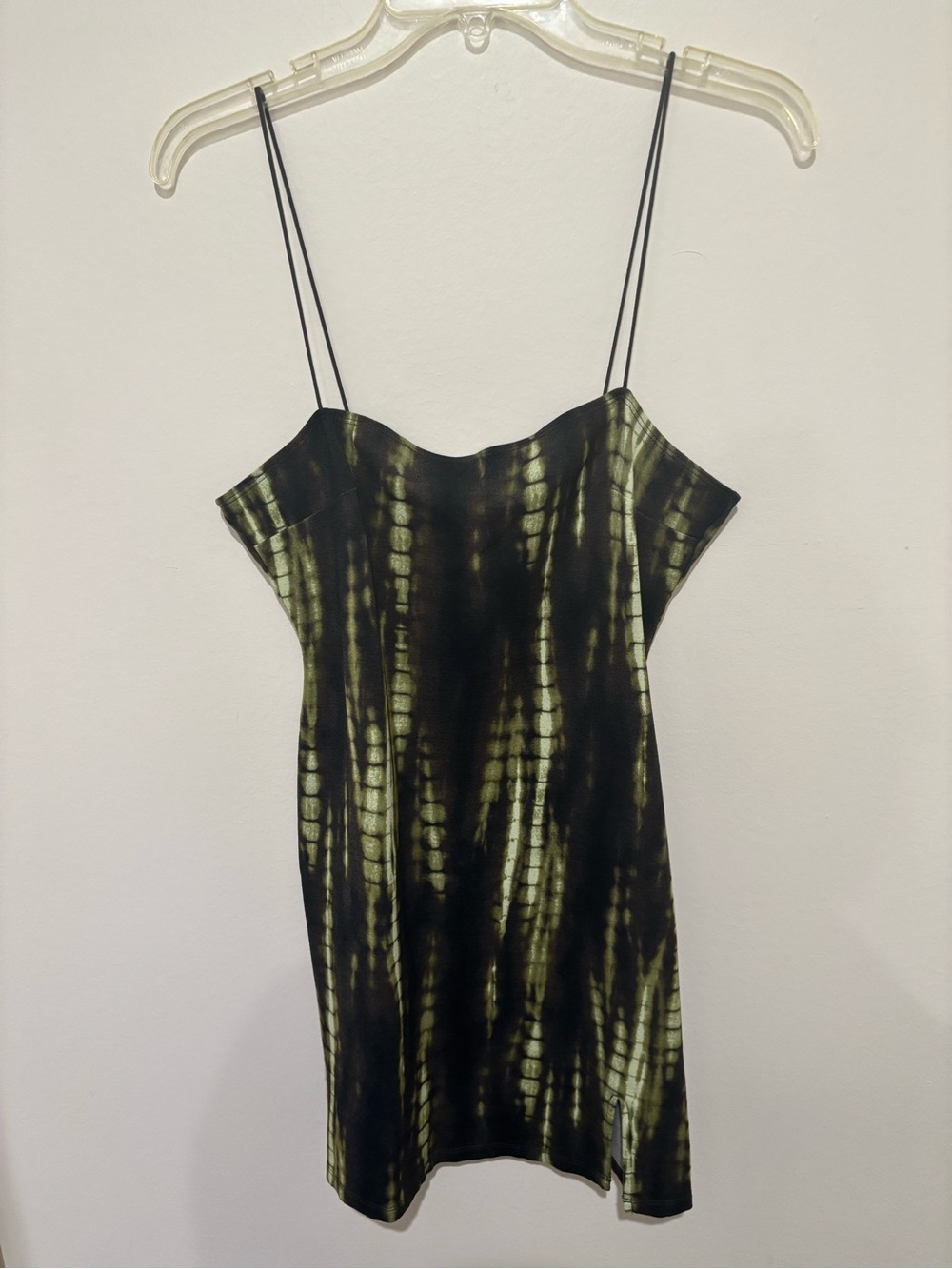 Sleeveless Olive Green Tie-Dye Dress